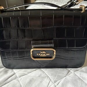 Coach Black Croc-Embossed Crossbody Bag